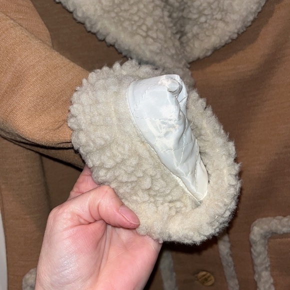 Knit Sherpa tan jacket coat vintage 1970s size M/L western boho hippie - Picture 9 of 10